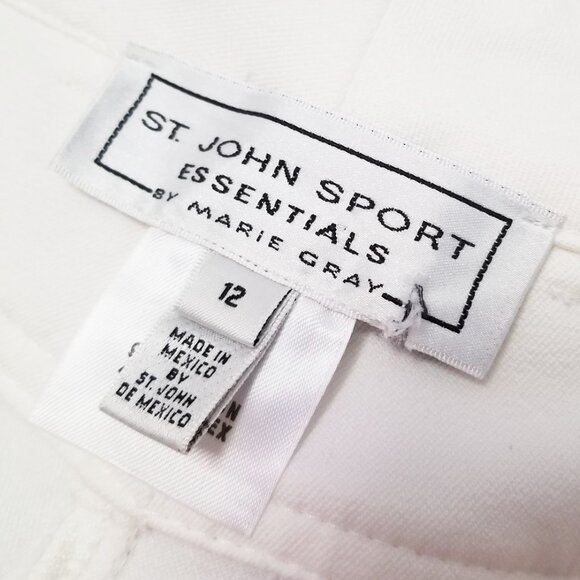 Vintage St. John Sport Essentials Marie Gray White Jeans 12 Cotton Spandex Wide - Picture 12 of 16